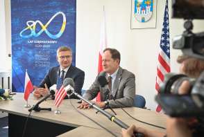 Wizyta Ambasadora USA w Polsce Marka Brzezinskiego u Prezydenta Częstochowy Krzysztofa Matyjaszczyka.