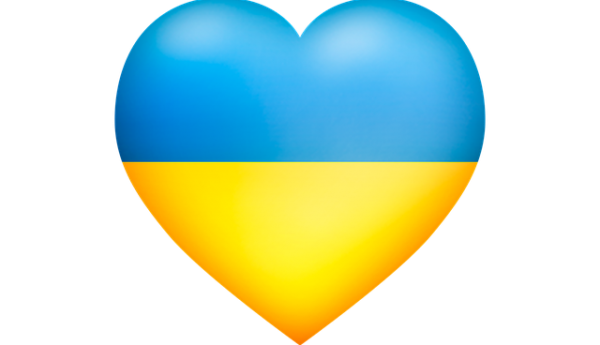 Razem dla Ukrainy- serce w kolorach flagi ukraińskiej